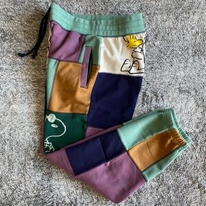 Men’s Awake NY x Peanuts Patchwork Sweatpants, Size Small, NWT
